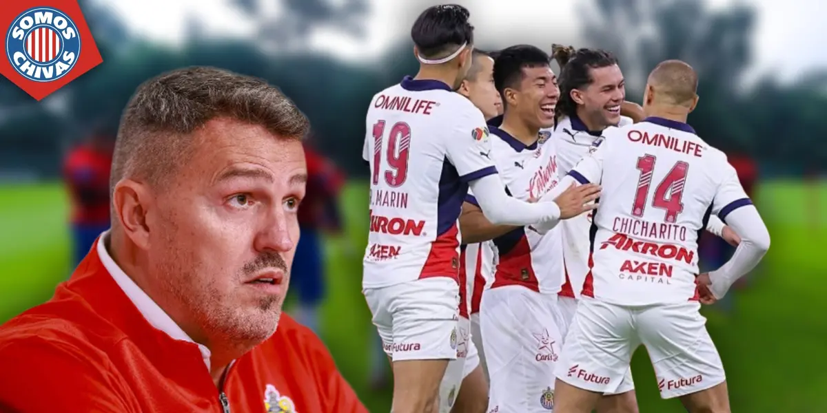 Óscar García y jugadores de Chivas (Fuente: MEXSPORT)