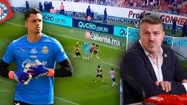 Óscar Whalley y DT de Chivas, Óscar García (Fuente: MEXSPORT)