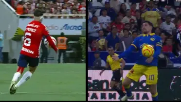 Pável Pérez en el gol anulado y Diego Valdés asistiendo tras mano