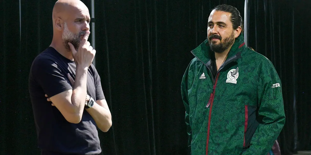 Pep Guardiola y Amaury Vergara (Foto tomada de: MexSport/The Idependent)