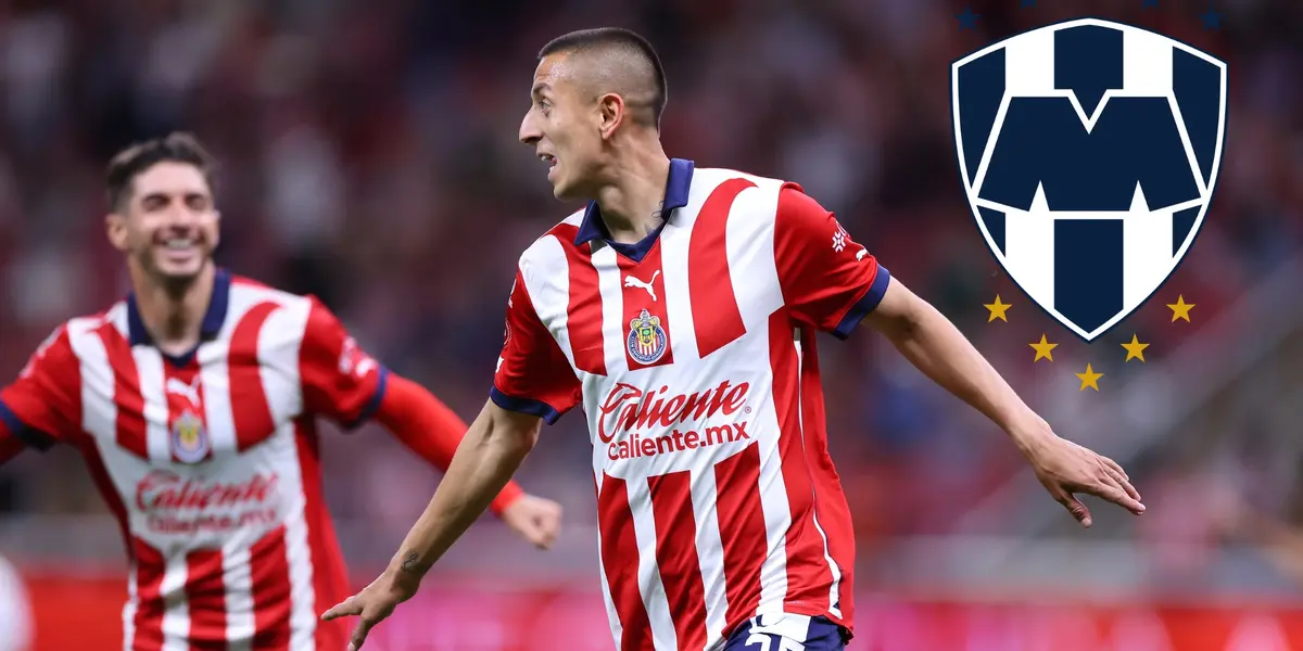 Piojo con el Cone en Chivas y escudo de Rayados