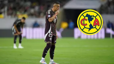 Piojo con la selección mexicana y el escudo de América