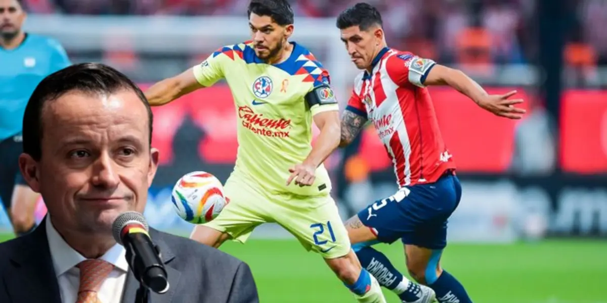 Pocho peleando el balón con Henry y Mikel Arriola