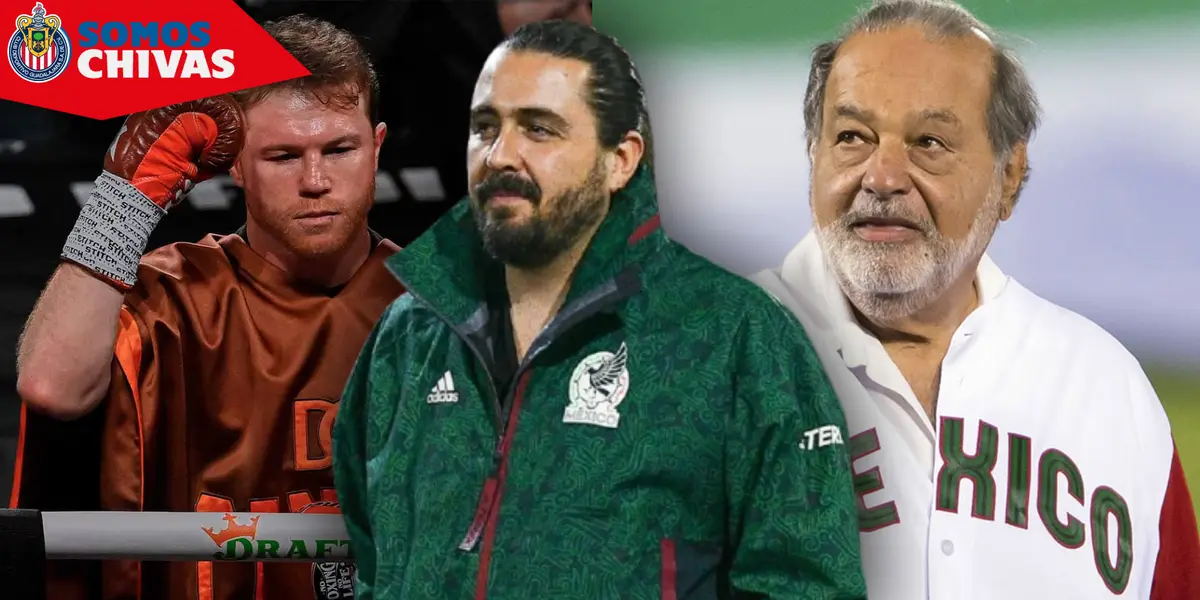 Sául Álvarez, Amaury Vergara y Carlos Slim (Fuente: MEXSPORT)