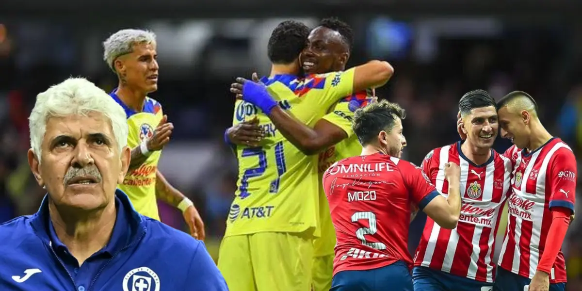 Tuca y jugadores de América y Chivas celebrando