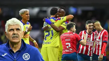 Tuca y jugadores de América y Chivas celebrando