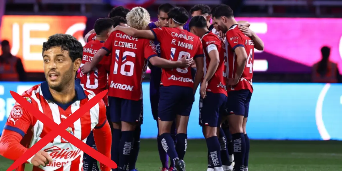 Vela con la playera de Chivas y jugadores del rebaño reunidos